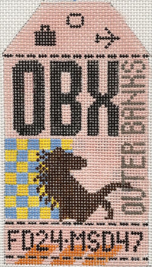 Outer Banks Vintage Travel Tag Canvas - needlepoint