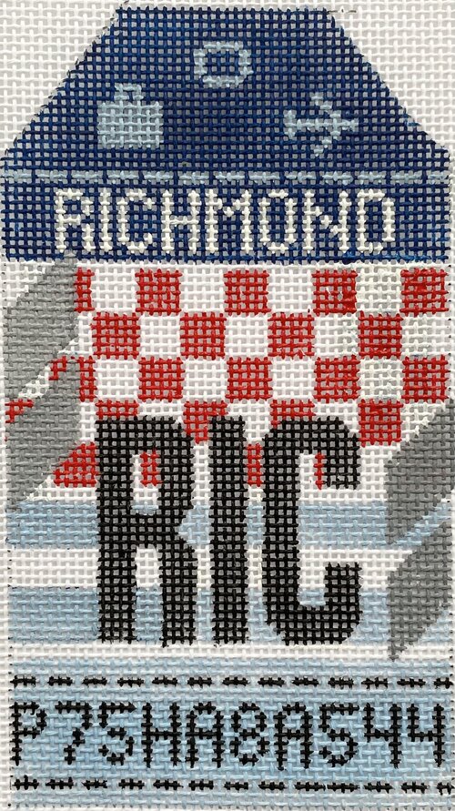 Richmond Vintage Travel Tag Canvas - needlepoint