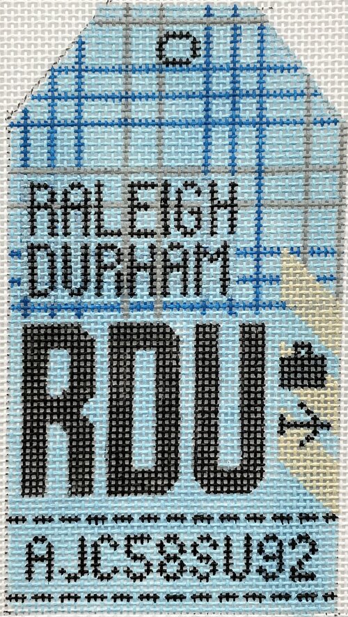 Raleigh Durham Vintage Travel Tag Canvas - needlepoint