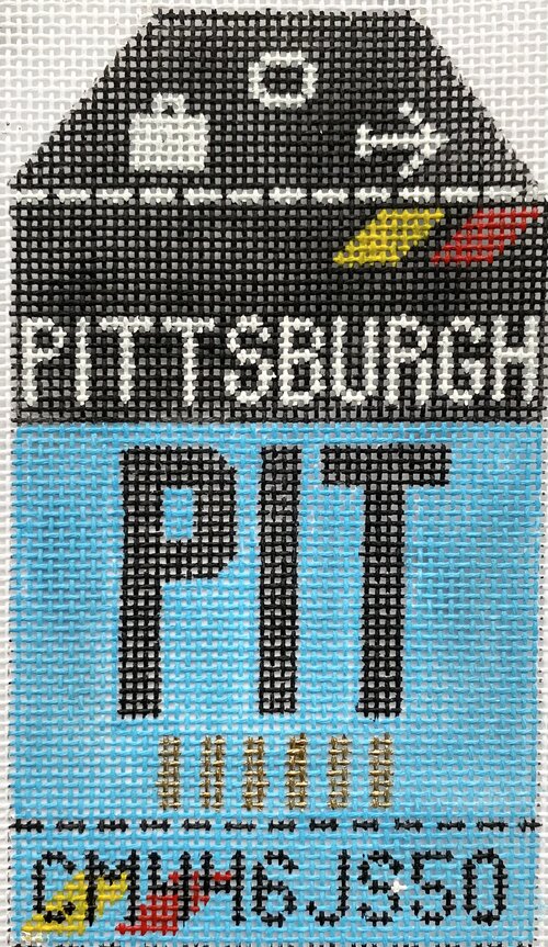 Pittsburgh Vintage Travel Tag Canvas - needlepoint