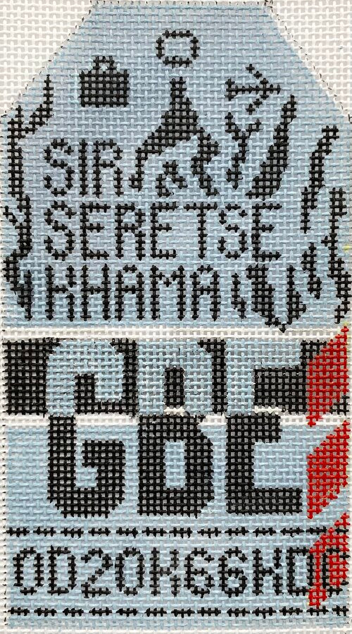 Sir Seretse Khama Vintage Travel Tag Canvas - needlepoint