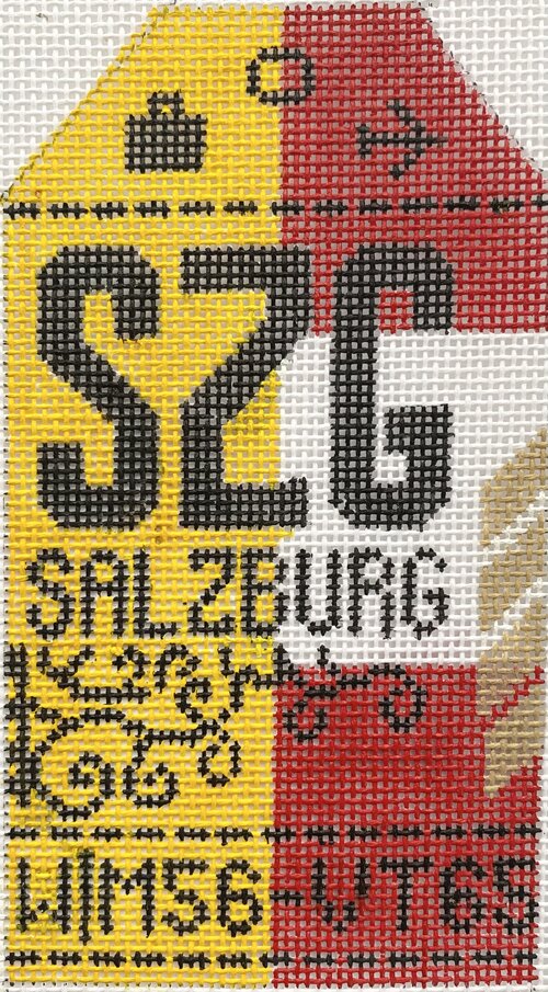 Salzberg Vintage Travel Tag Canvas - needlepoint