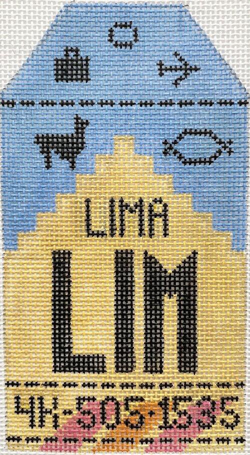 Lima Vintage Travel Tag Canvas - needlepoint