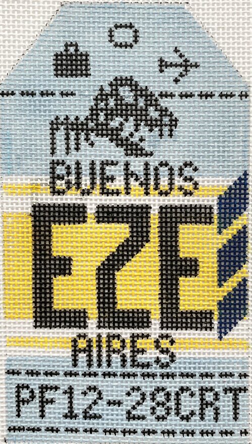 Buenos Aires Vintage Travel Tag Canvas - needlepoint