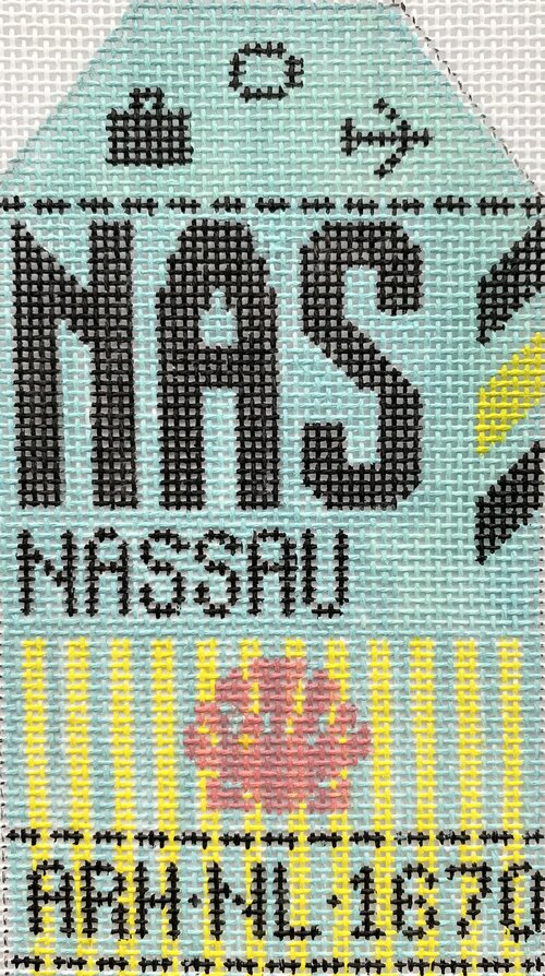 Nassau Vintage Travel Tag Canvas - needlepoint