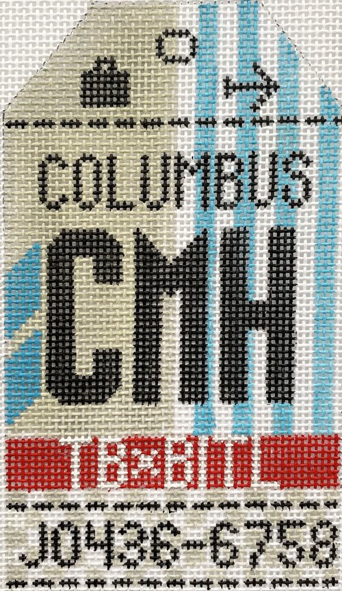 Columbus Vintage Travel Tag Canvas - needlepoint