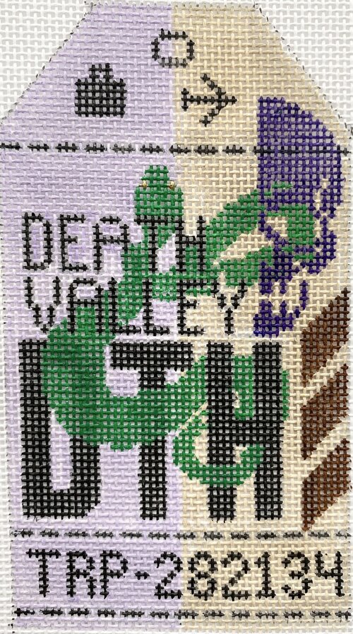 Death Valley Vintage Travel Tag Canvas - needlepoint