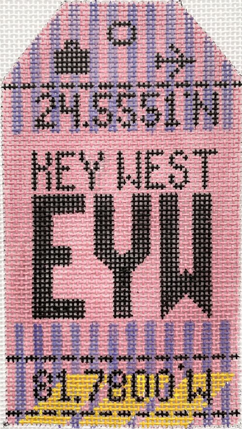 Key West Vintage Travel Tag Canvas - needlepoint