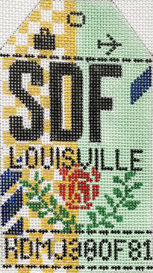 Louisville Vintage Travel Tag Canvas - needlepoint