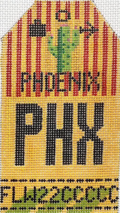 Phoenix Vintage Travel Tag Canvas - needlepoint