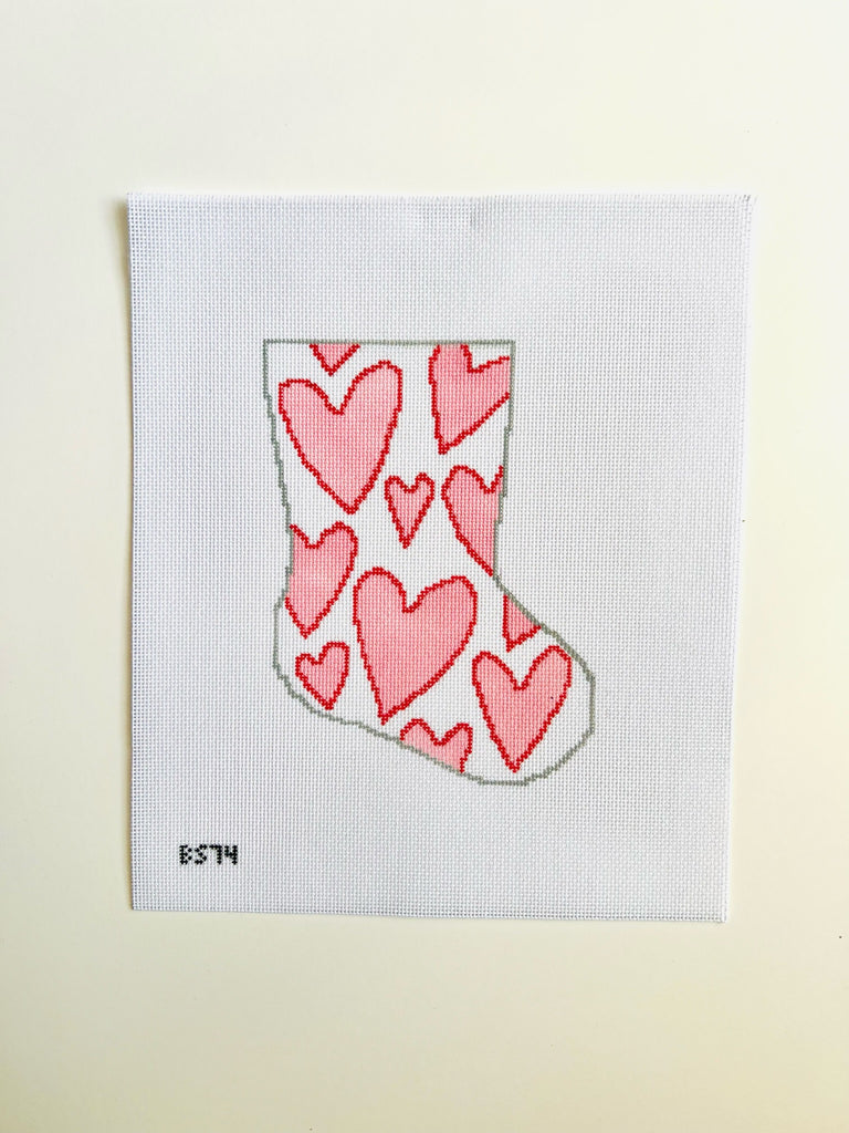 I Love You More Than...Hearts Ornament Sized Stocking Canvas - KC Needlepoint