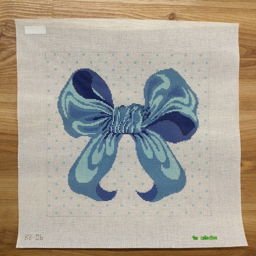Blue Bow Needlepoint Canvas - KC Needlepoint