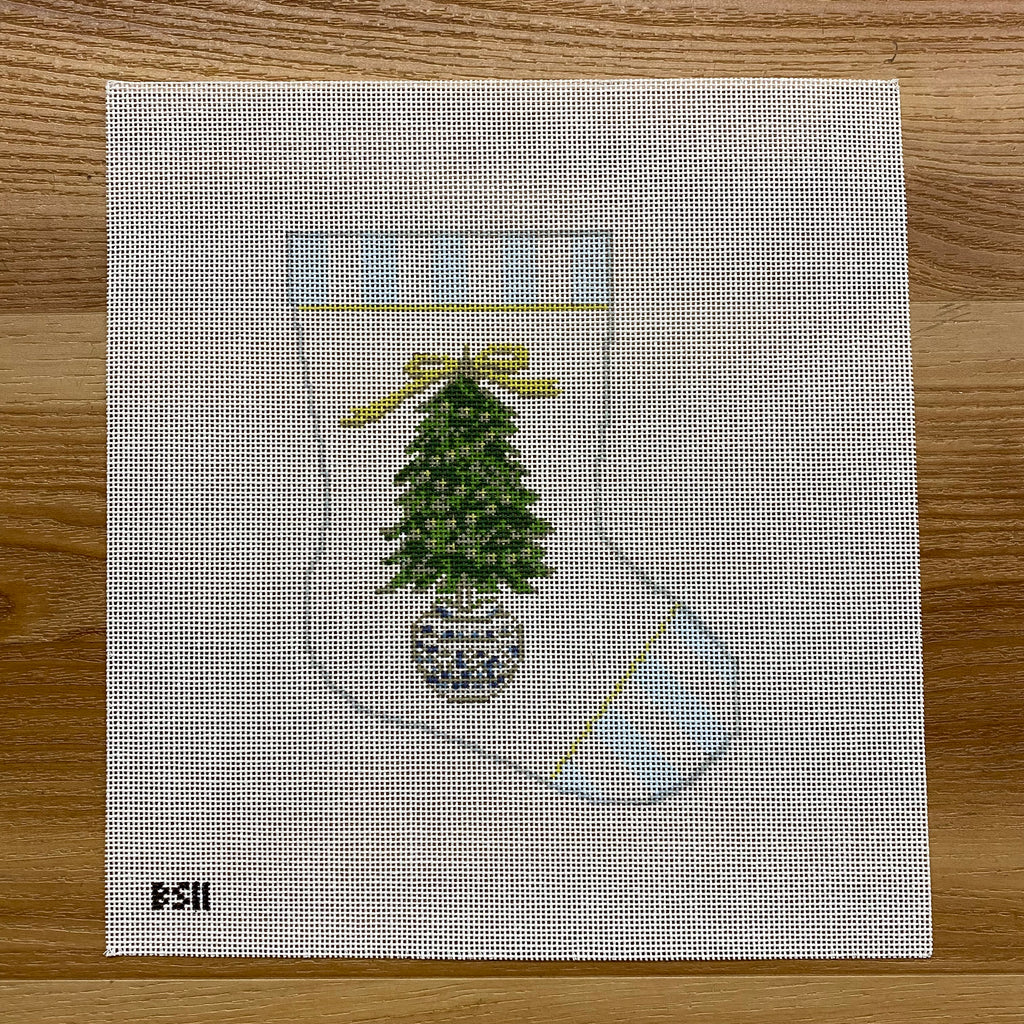 Trim the Tree Ornament Sized Stocking Canvas - KC Needlepoint
