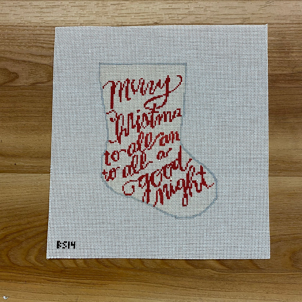 Merry Christmas Ornament Sized Stocking Canvas - KC Needlepoint
