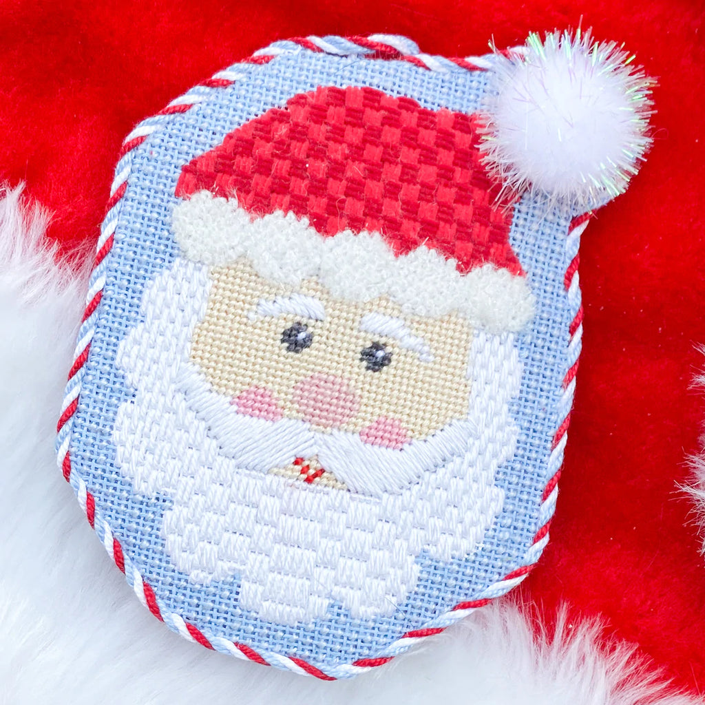 Santa with Pom Pom Hat Canvas - KC Needlepoint