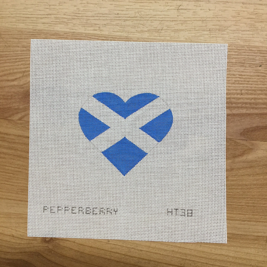 Scottish Flag Heart Canvas - KC Needlepoint
