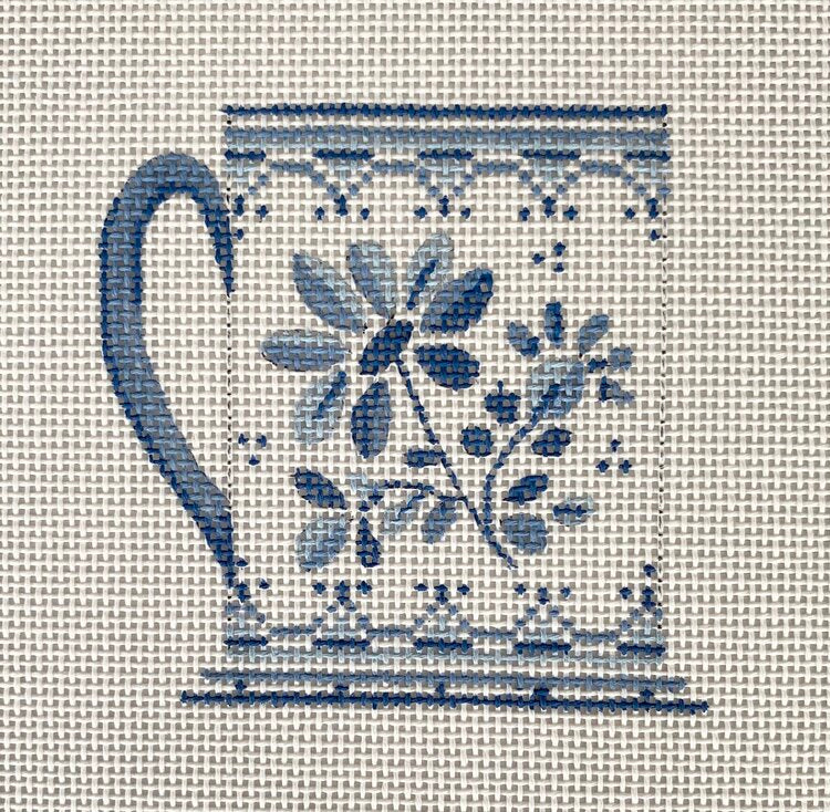 Delft Floral 2 Needlepoint Canvas - KC Needlepoint