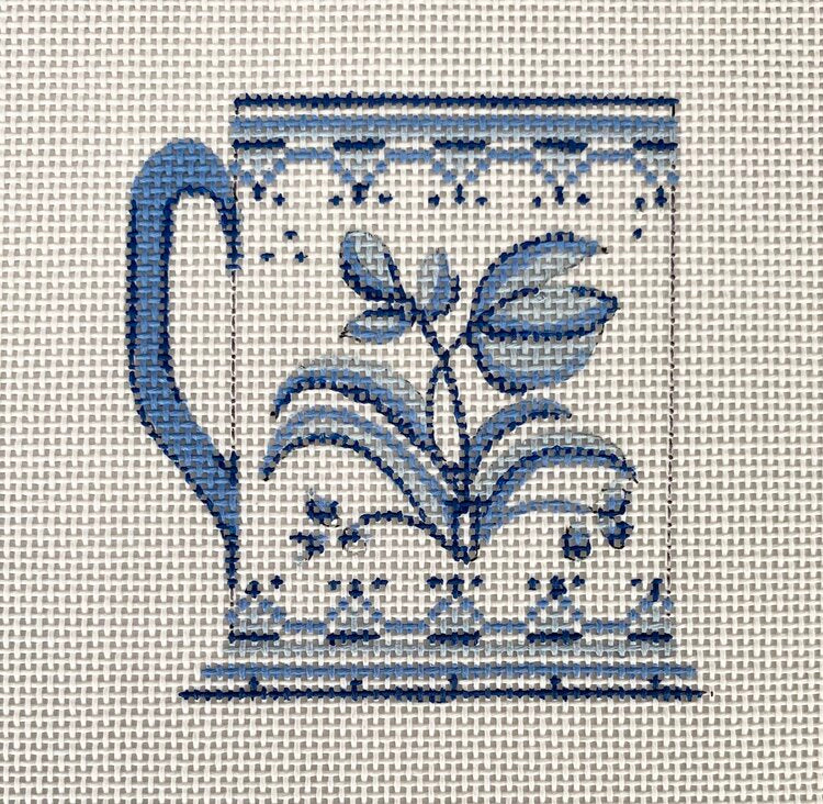Delft Floral 1 Needlepoint Canvas - KC Needlepoint