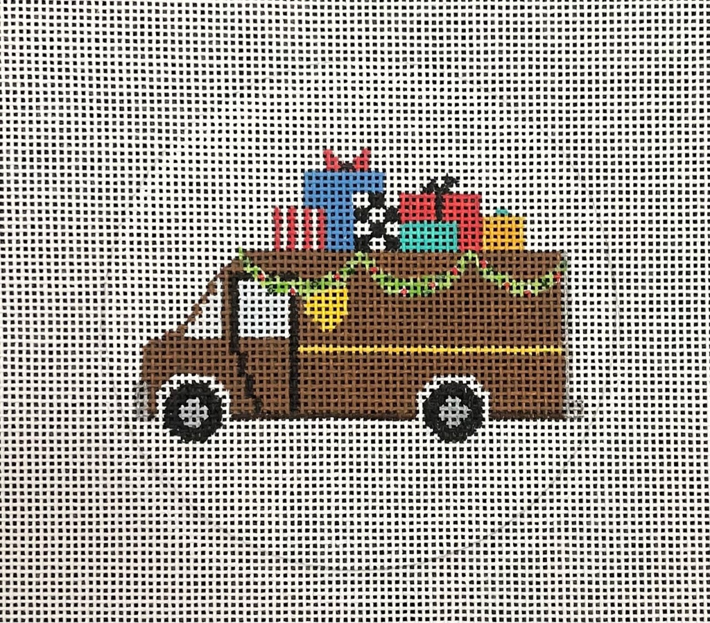 UPS Delivery Round Canvas - KC Needlepoint