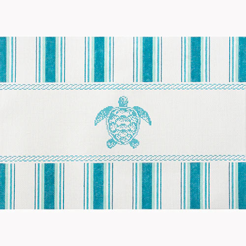 Aqua Turtle Pillow Canvas - KC Needlepoint