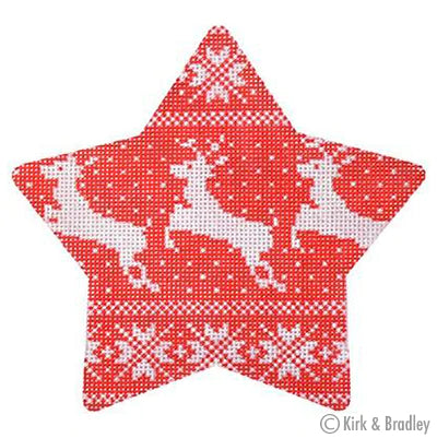 Nordic Reindeer Christmas Star Canvas - KC Needlepoint