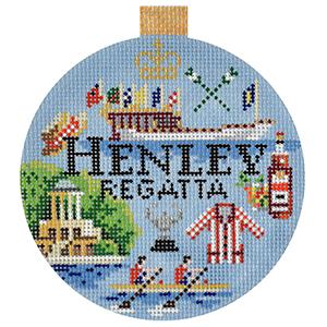 Henley Regatta Travel Round Canvas - KC Needlepoint
