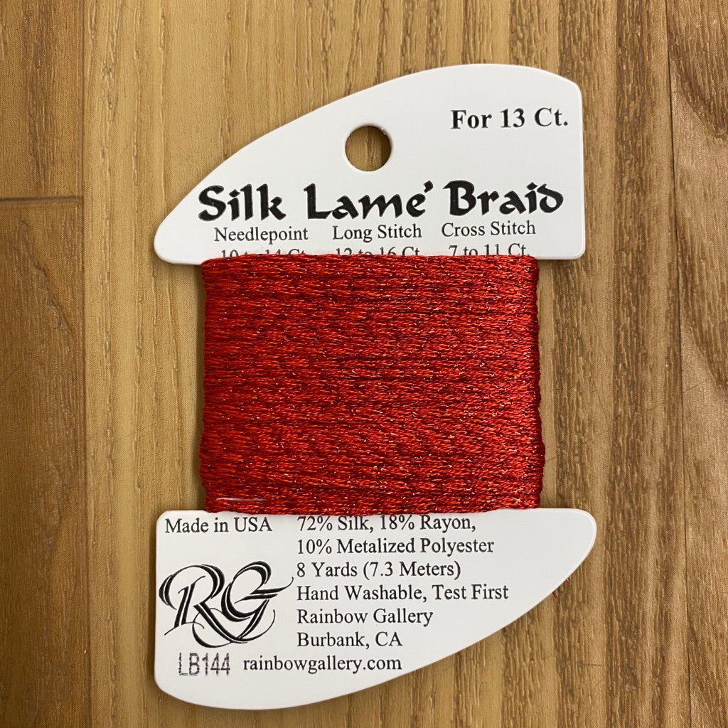 Silk Lamé Braid LB144 Christmas Red - KC Needlepoint
