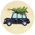 London Taxi Round Canvas - KC Needlepoint