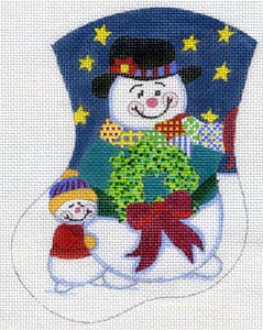 Sidney Snowman Mini Sock Canvas - KC Needlepoint