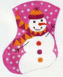 Pinky the Snow Girl Mini Sock Canvas - KC Needlepoint