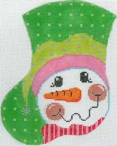 Snow Girl Peek A Boo Mini Sock Canvas - KC Needlepoint