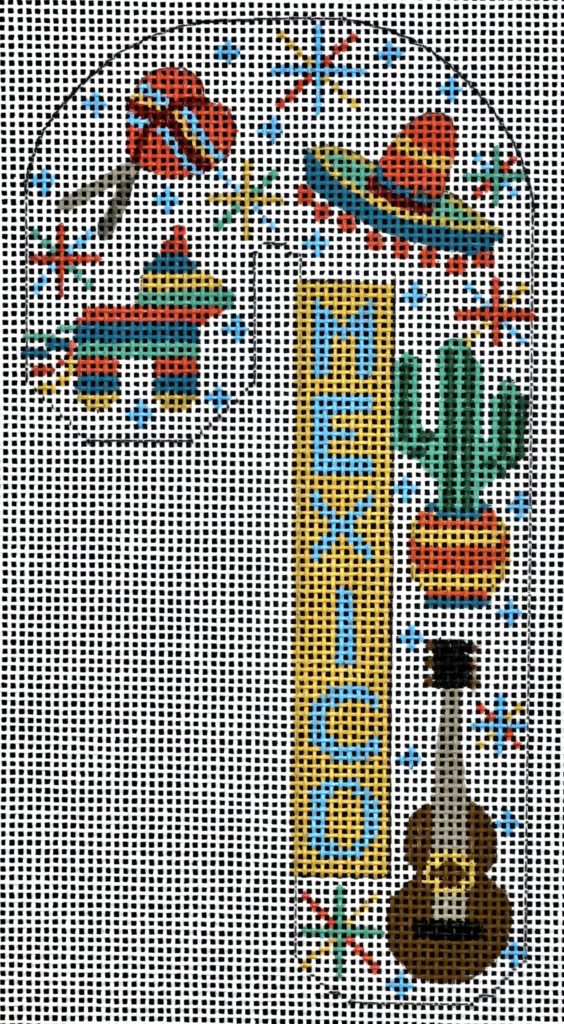Mexico Travel Candy Cane Canvas - KC Needlepoint