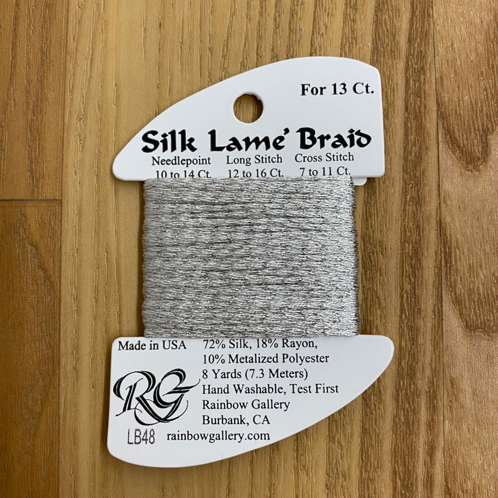 Silk Lamé Braid LB48 Silver - KC Needlepoint