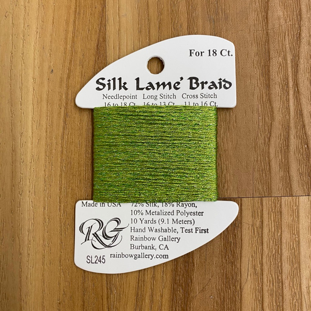 Silk Lamé Braid SL245 Green Banana - KC Needlepoint