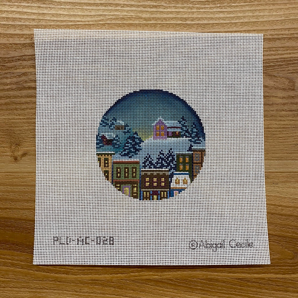 House in Winter Ornament Canvas - needlepoint
