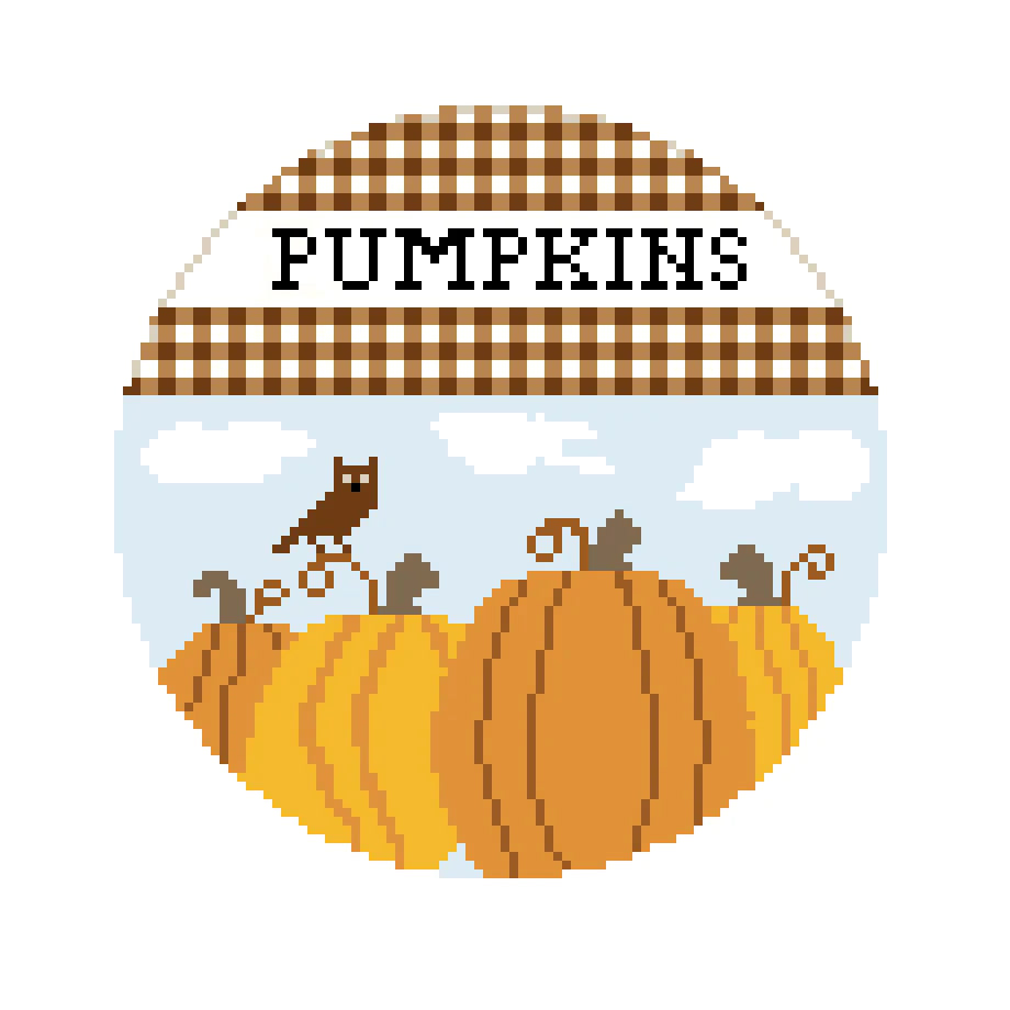 Pumpkins Round Canvas - KC Needlepoint