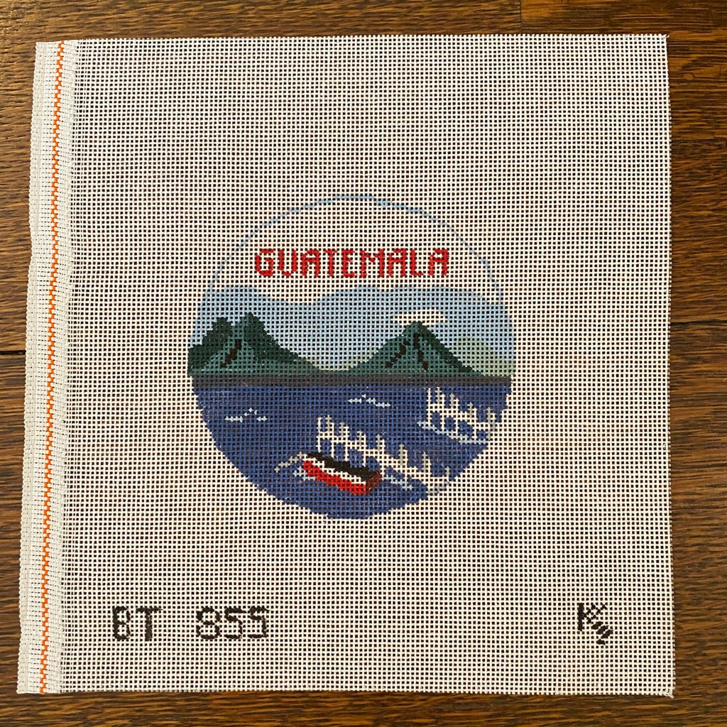 Guatemala Travel Round Canvas - needlepoint