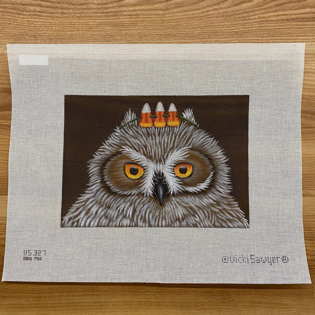 Candy Corn Owl Needlepoint Canvas - needlepoint