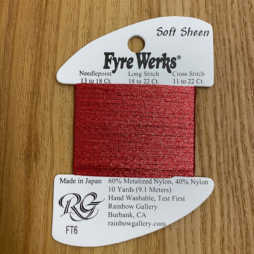 Fyre Werks Soft Sheen FT6 Brite Christmas Red - KC Needlepoint