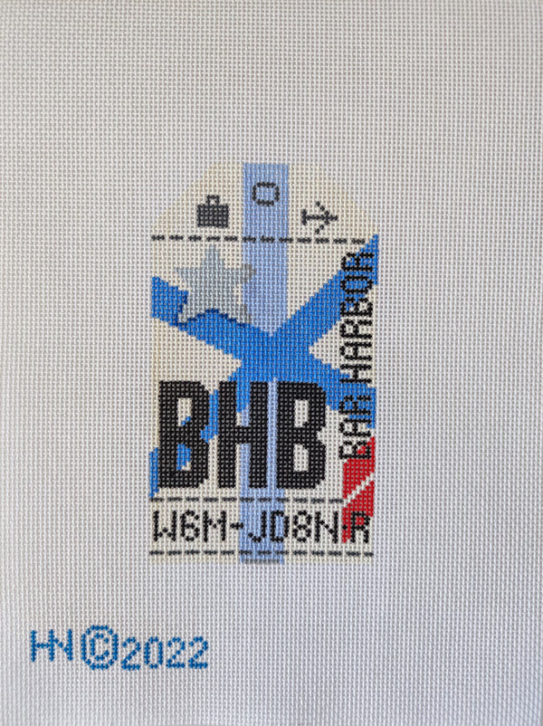 Bar Harbour Vintage Travel Tag Canvas - KC Needlepoint