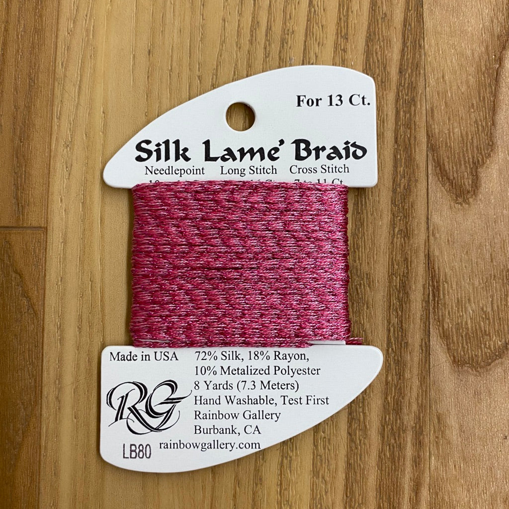 Silk Lamé Braid LB80 Pink Carnation - KC Needlepoint