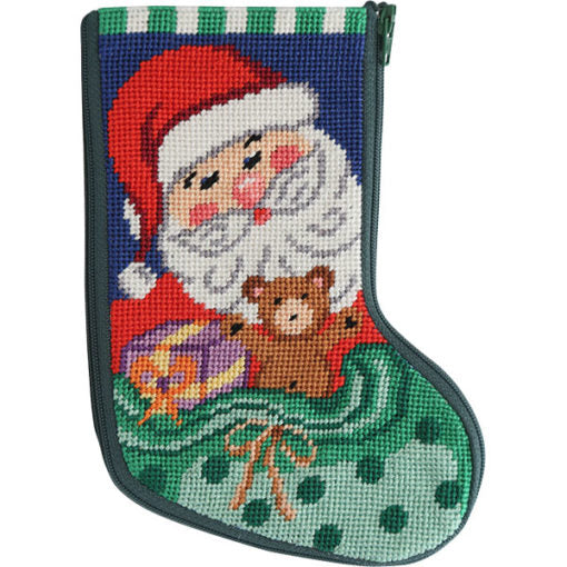 Santa and Toys Mini Sock Kit - KC Needlepoint