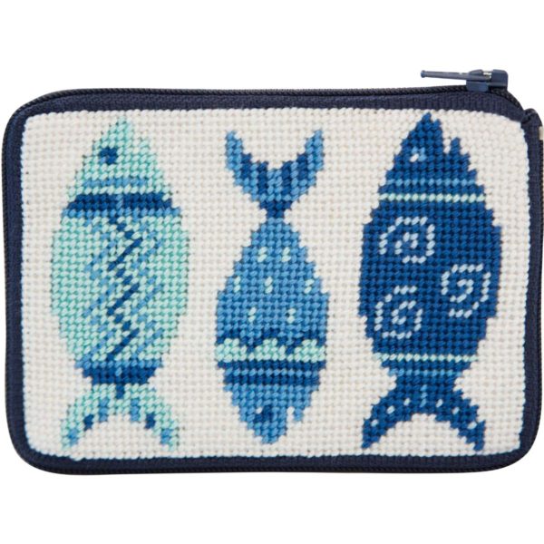 Blue Fishes Coin Purse Kit - KC Needlepoint