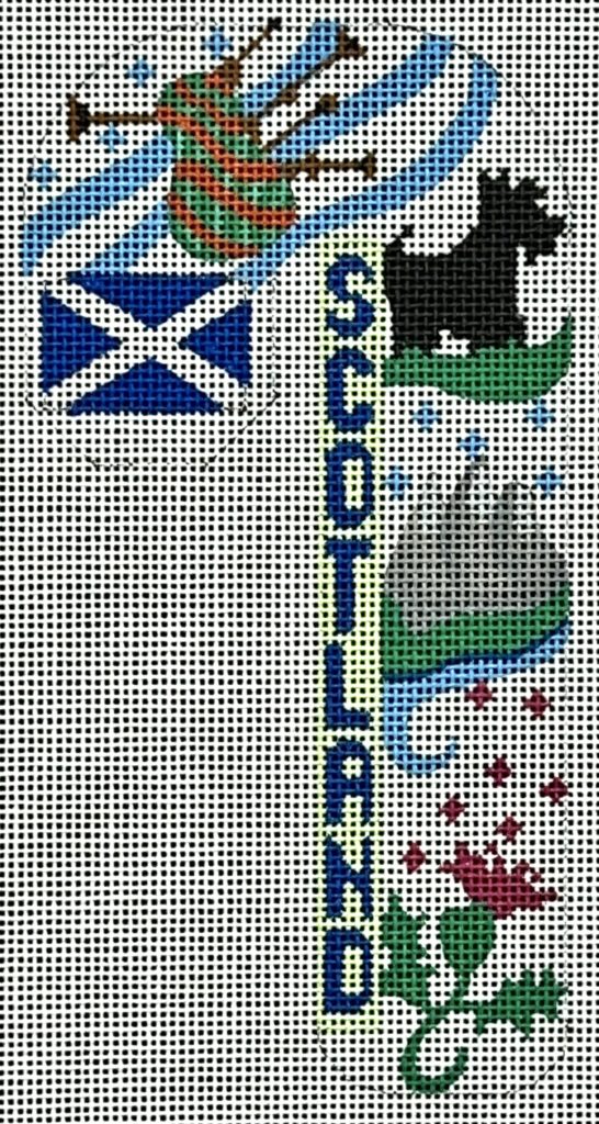 Scotland Travel Candy Cane Canvas - KC Needlepoint