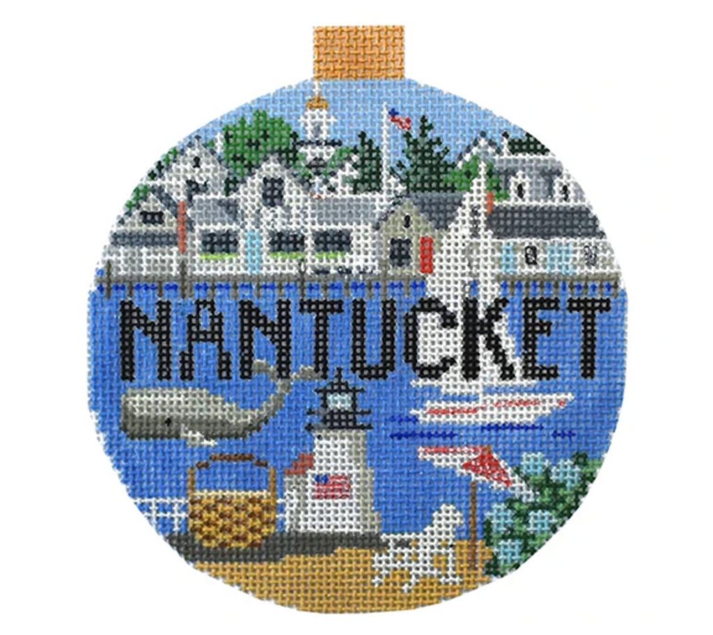 Nantucket Travel Round Needlepoint Canvas - KC Needlepoint