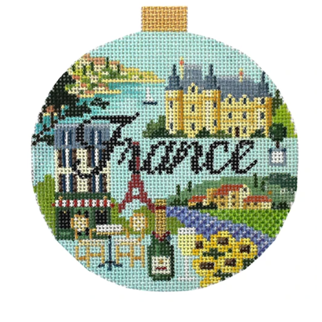 New York Travel Round Needlepoint Canvas