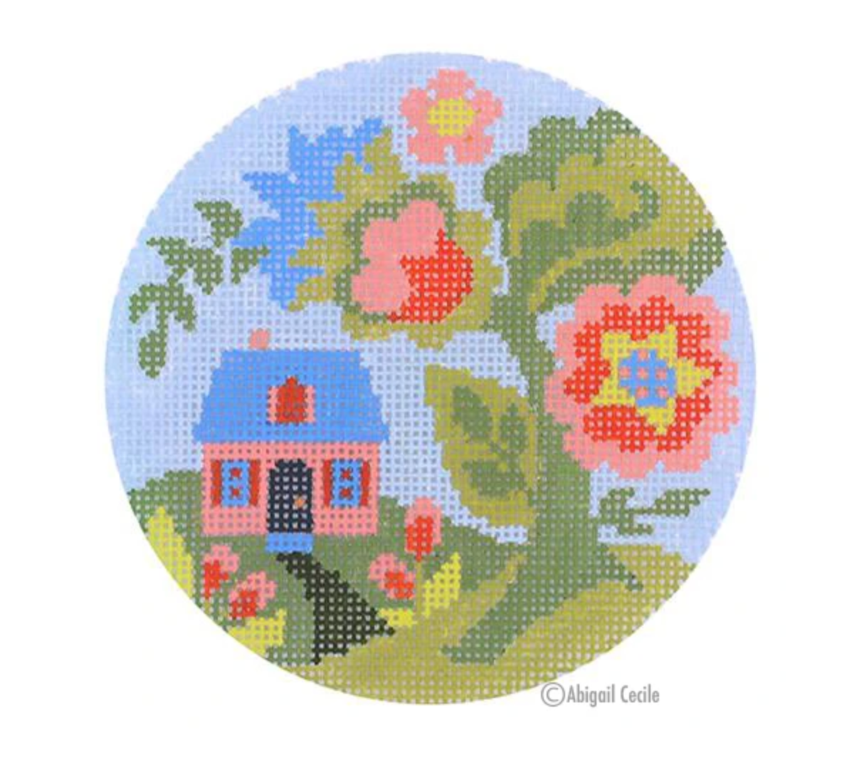 Jacobean Cottage Ornament Canvas - KC Needlepoint