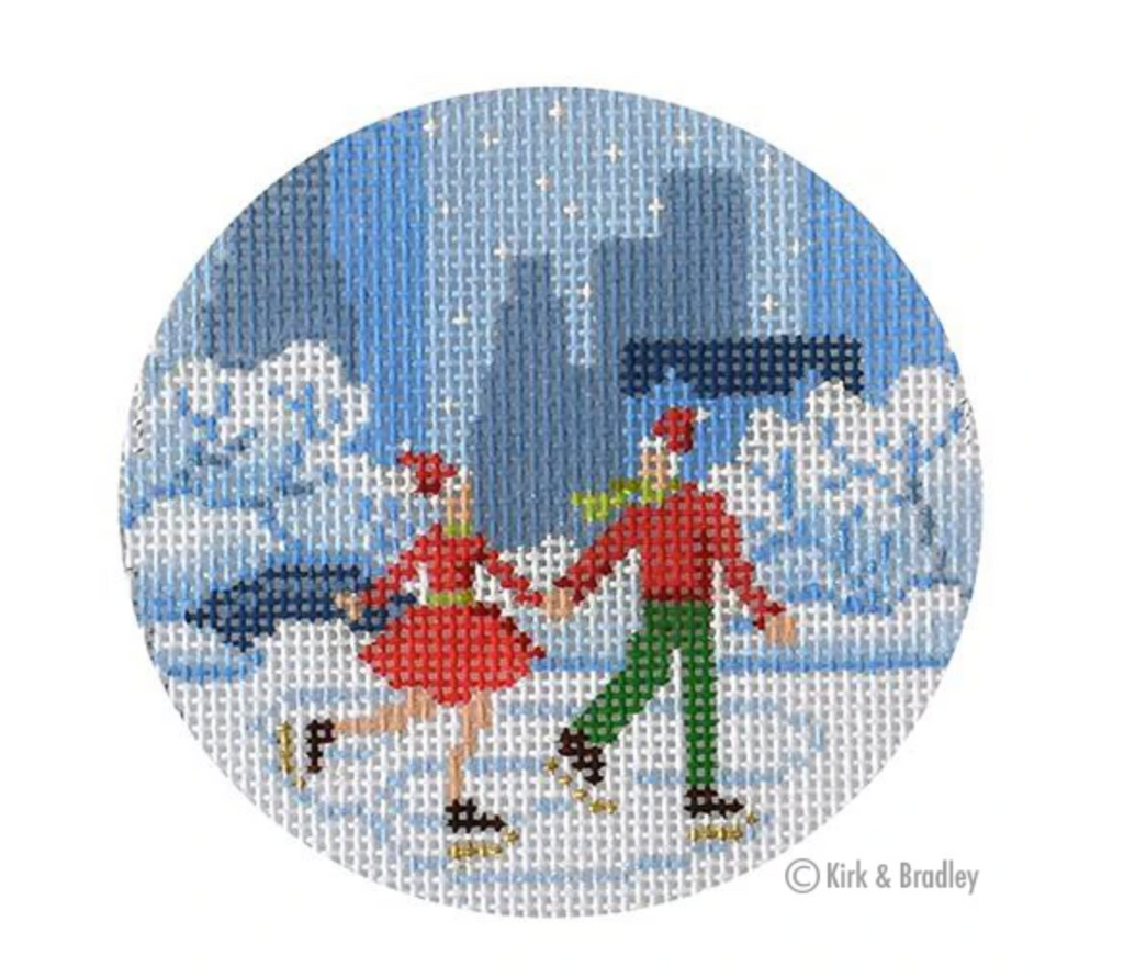 Central Park Ice Skating Canvas - KC Needlepoint