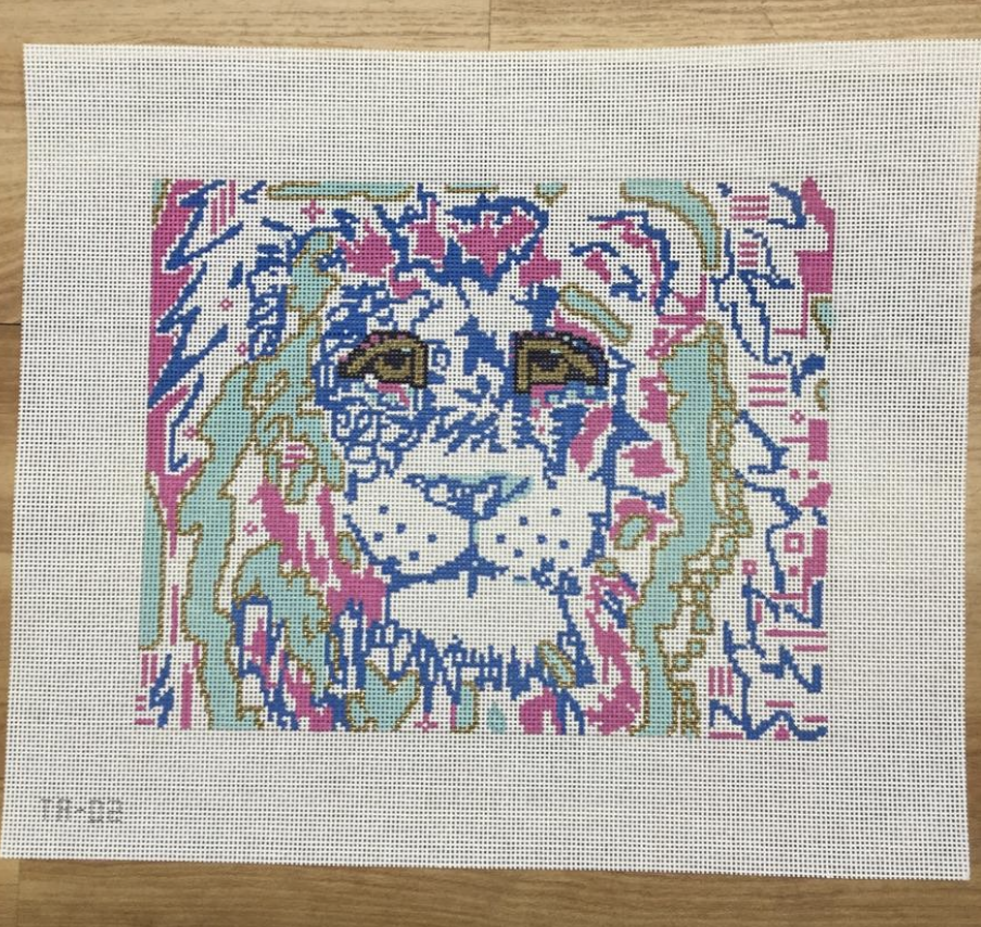 Lily the Lion Needlepoint Canvas - KC Needlepoint