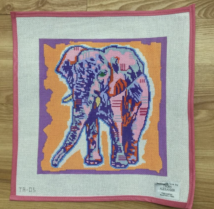 Eleanor the Elephant Needlepoint Canvas - KC Needlepoint